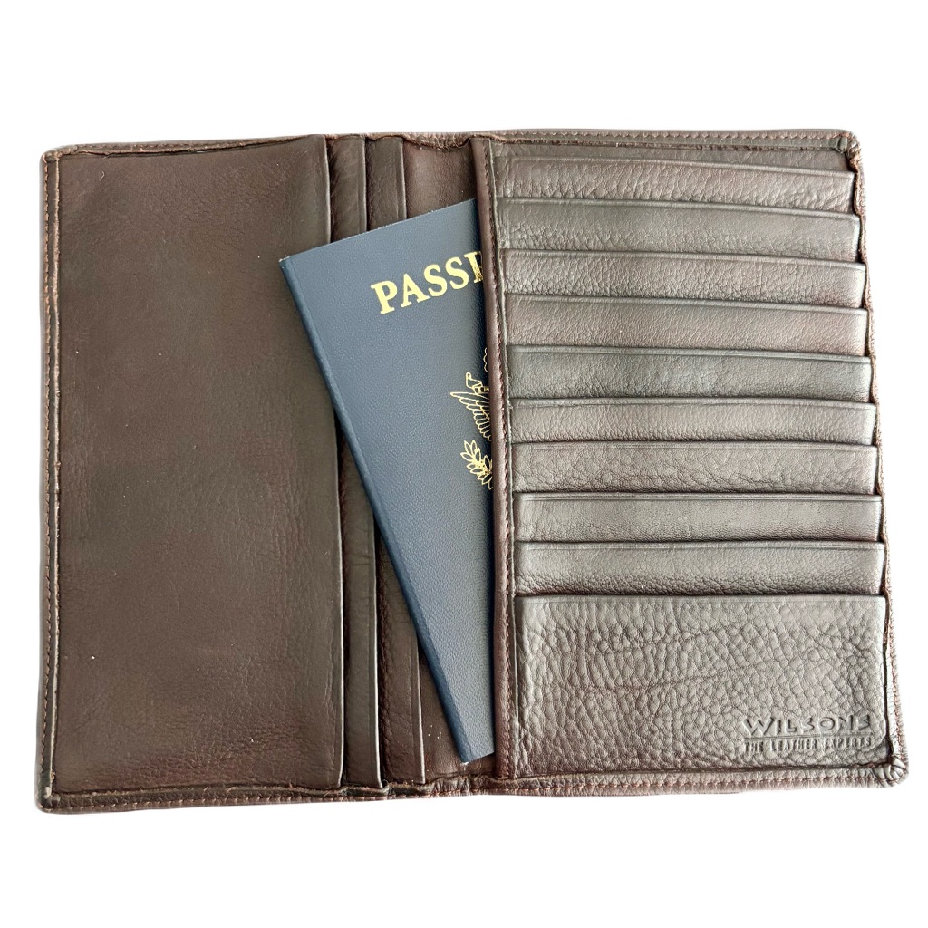 Wilson Leather Dark Brown Passport Card Wallet